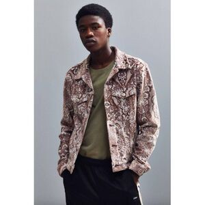 BDG Urban Outfitters UO tan beige velvet paisley tapestry trucker jacket coat